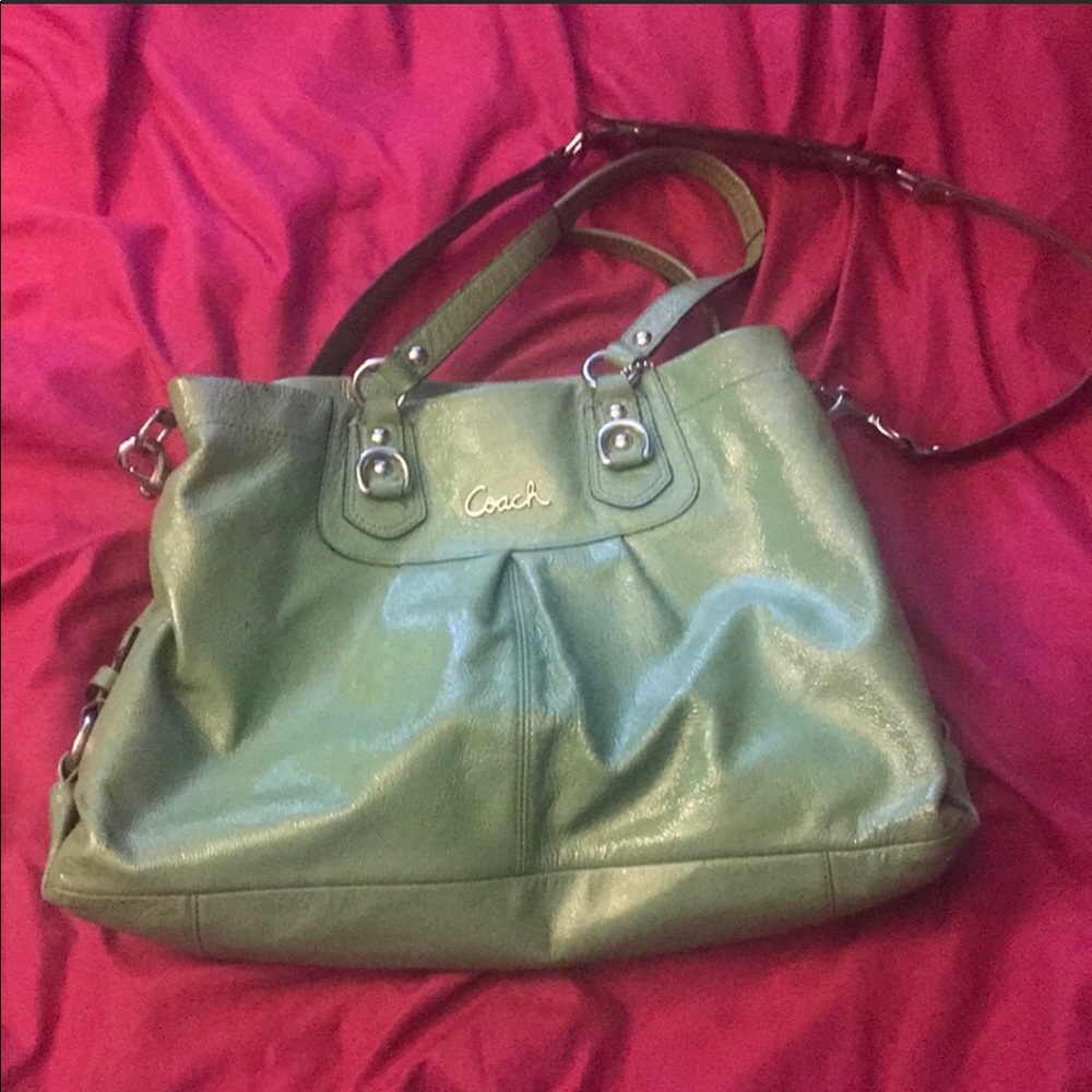 Lime green Coach bag.